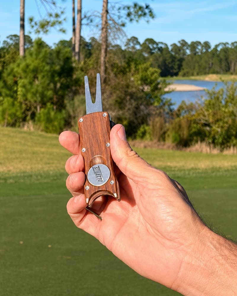 The Stiletto Prestige switchblade ball mark repair tool